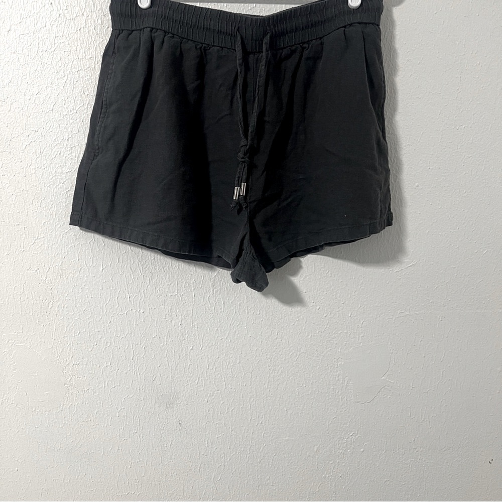 Zara Women’s Large Charcoal Classic Pullon Shorts Pockets Drawstring Casual